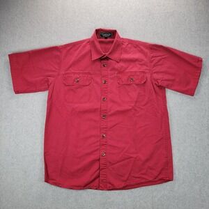 Arborwear Shirt Mens M Red‎ Burgundy Cotton Short Sleeve Button Up Workwear Hike